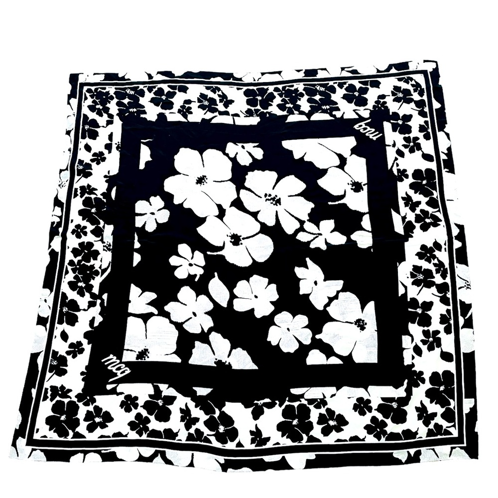 McQ by Alexander McQueen Black & White Silk Floral Scarf